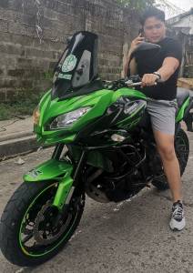 Kean on green bike