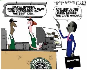 cartoon of Al Sharpton at Starbucks