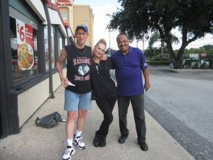 me and Jerry LeVias with Denny's waitress